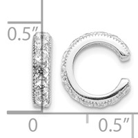 Sterling Silver Rhodium-plated Polished CZ Pair of Cuff Earrings view 4