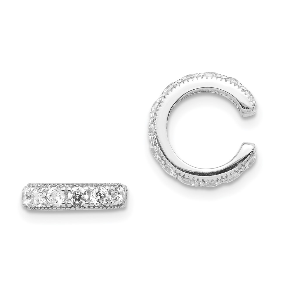 Sterling Silver Rhodium-plated Polished CZ Pair of Cuff Earrings (QE13688)