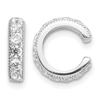 Sterling Silver Rhodium-plated Polished CZ Pair of Cuff Earrings view 1