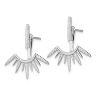 Sterling Silver Rhodium-plated CZ Bar & Spikes Front & Back Post Earrings view 2