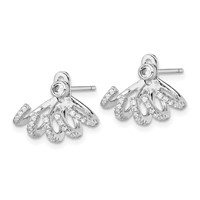 Sterling Silver Rhodium-plated Polished CZ Front & Back Post Earrings view 2