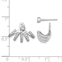 Sterling Silver Rhodium-plated Polished CZ Front & Back Post Earrings view 4