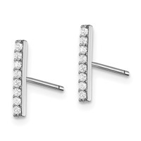 Sterling Silver Rhodium-plated Polished CZ Bar Post Earrings view 2