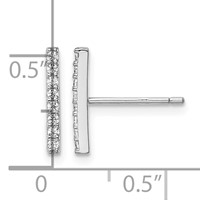 Sterling Silver Rhodium-plated Polished CZ Bar Post Earrings view 4