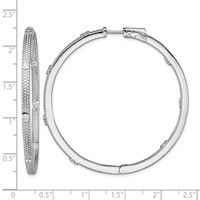 Sterling Silver Rhod-plated CZ in Out Round Hinged Hoop Earrings view 4