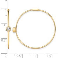 Sterling Silver Gold-tone Polished CZ Bezel Endless Round Hoop Earrings view 4