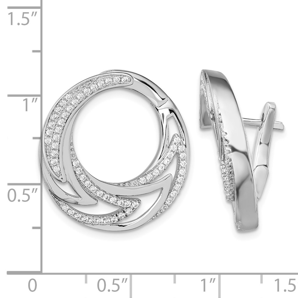 Pure Fire Sterling Silver Rhod-plated CZ Hinged Hoop Earrings (QE13725)