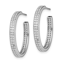 Sterling Silver Rhodium-plated CZ 20x 3mm C-Hoop Earrings view 2