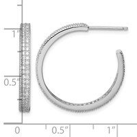 Sterling Silver Rhodium-plated CZ 20x 3mm C-Hoop Earrings view 4