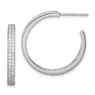 Sterling Silver CZ C-hoop Post Earrings