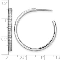 Sterling Silver Rhodium-plated CZ 30x 3mm Hoop Earrings view 4