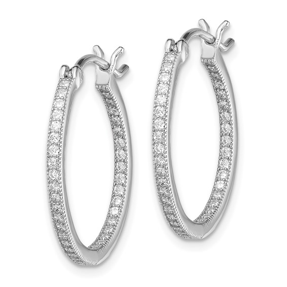 Sterling Silver CZ In & Out Hoop Earrings