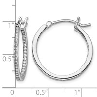 Sterling Silver Rhodium-plated Micro Pavé CZ in Out Hoops view 4
