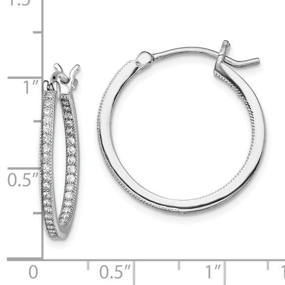 Sterling Silver CZ In & Out Hoop Earrings