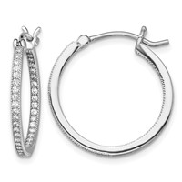 Sterling Silver Rhodium-plated Micro Pavé CZ in Out Hoops view 1