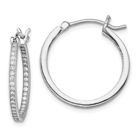 Sterling Silver CZ In & Out Hoop Earrings