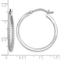 Sterling Silver Rhodium-plated CZ in Out Hoops view 4