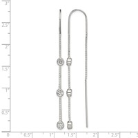 Sterling Silver Polished 3 Bezel Set CZs Threader Earrings view 4
