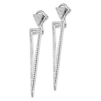 Sterling Silver Rhodium-plated CZ Front & Back Triangle Earrings view 2