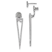 Sterling Silver Rhodium-plated CZ Front & Back Triangle Earrings view 1