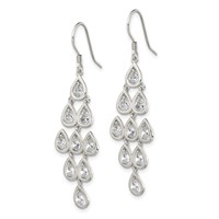 Sterling Silver RH-pltd Polished Fancy Pear CZ Chandelier Dangle Earrings view 2