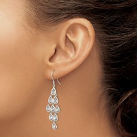 Sterling Silver RH-pltd Polished Fancy Pear CZ Chandelier Dangle Earrings view 3