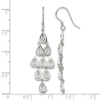 Sterling Silver RH-pltd Polished Fancy Pear CZ Chandelier Dangle Earrings view 4
