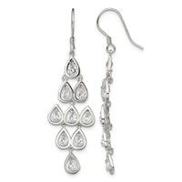 Sterling Silver RH-pltd Polished Fancy Pear CZ Chandelier Dangle Earrings view 1