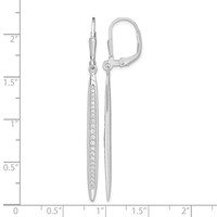 Sterling Silver Rhodium-plated Polished CZ Bar Leverback Dangle Earrings view 4