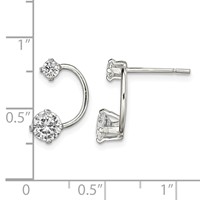 Sterling Silver Polished CZ Half-Circle Post Earrings view 4
