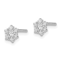 Sterling Silver Rhodium-plated CZ Snowflake Post Earrings view 2