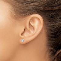 Sterling Silver Rhodium-plated CZ Snowflake Post Earrings view 3