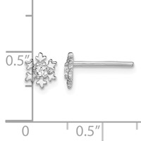 Sterling Silver Rhodium-plated CZ Snowflake Post Earrings view 4