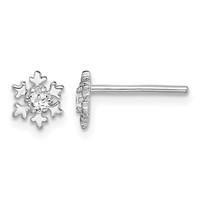 Sterling Silver Rhodium-plated CZ Snowflake Post Earrings view 1