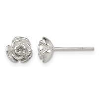 Sterling Silver Polished Rose Post Earrings view 1
