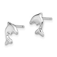 Sterling Silver Rhodium-plated Dolphin Stud Earrings view 2