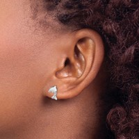 Sterling Silver Rhodium-plated Dolphin Stud Earrings view 3