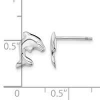 Sterling Silver Rhodium-plated Dolphin Stud Earrings view 4