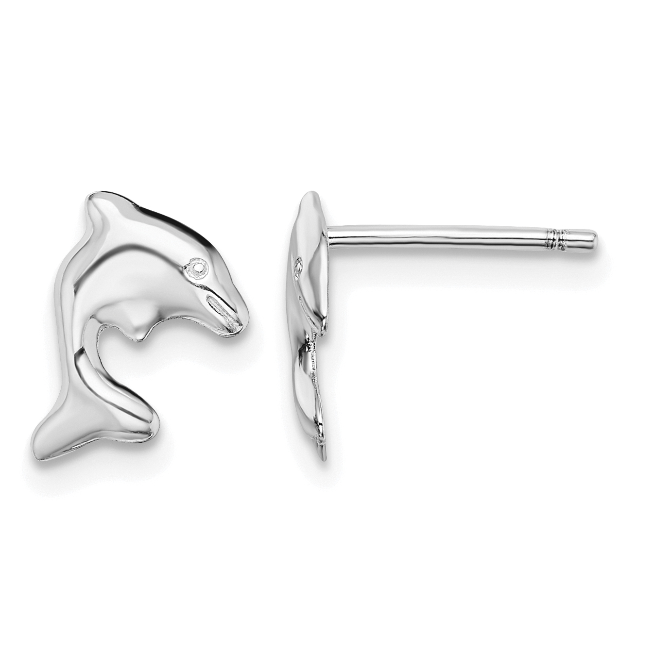 Sterling Silver Rhodium-plated Dolphin Stud Earrings (QE13825)