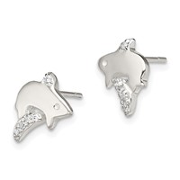 Sterling Silver Polished CZ Shark Post Earrings view 2