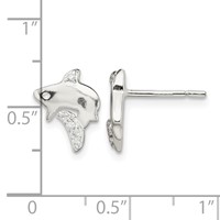 Sterling Silver Polished CZ Shark Post Earrings view 4