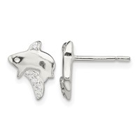Sterling Silver Polished CZ Shark Post Earrings view 1