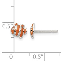 Sterling Silver Polished Enameled Clown Fish Post Earrings view 4