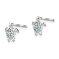 Sterling Silver CZ Turtle Post Earrings view 2