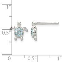 Sterling Silver CZ Turtle Post Earrings view 4