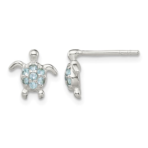 Sterling Silver CZ Turtle Post Earrings