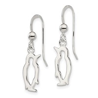 Sterling Silver Penguin Shepherd Hook Earrings view 2