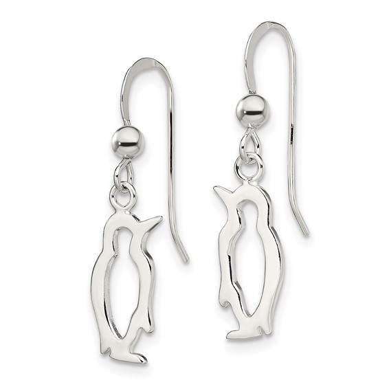 Sterling Silver Penguin Shepherd Hook Earrings