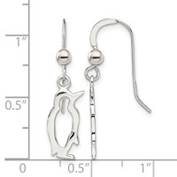 Sterling Silver Penguin Shepherd Hook Earrings view 4