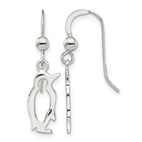 Sterling Silver Penguin Shepherd Hook Earrings view 1